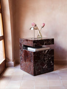 bedside table side table burgundy white veins rosa levanto marble luxury